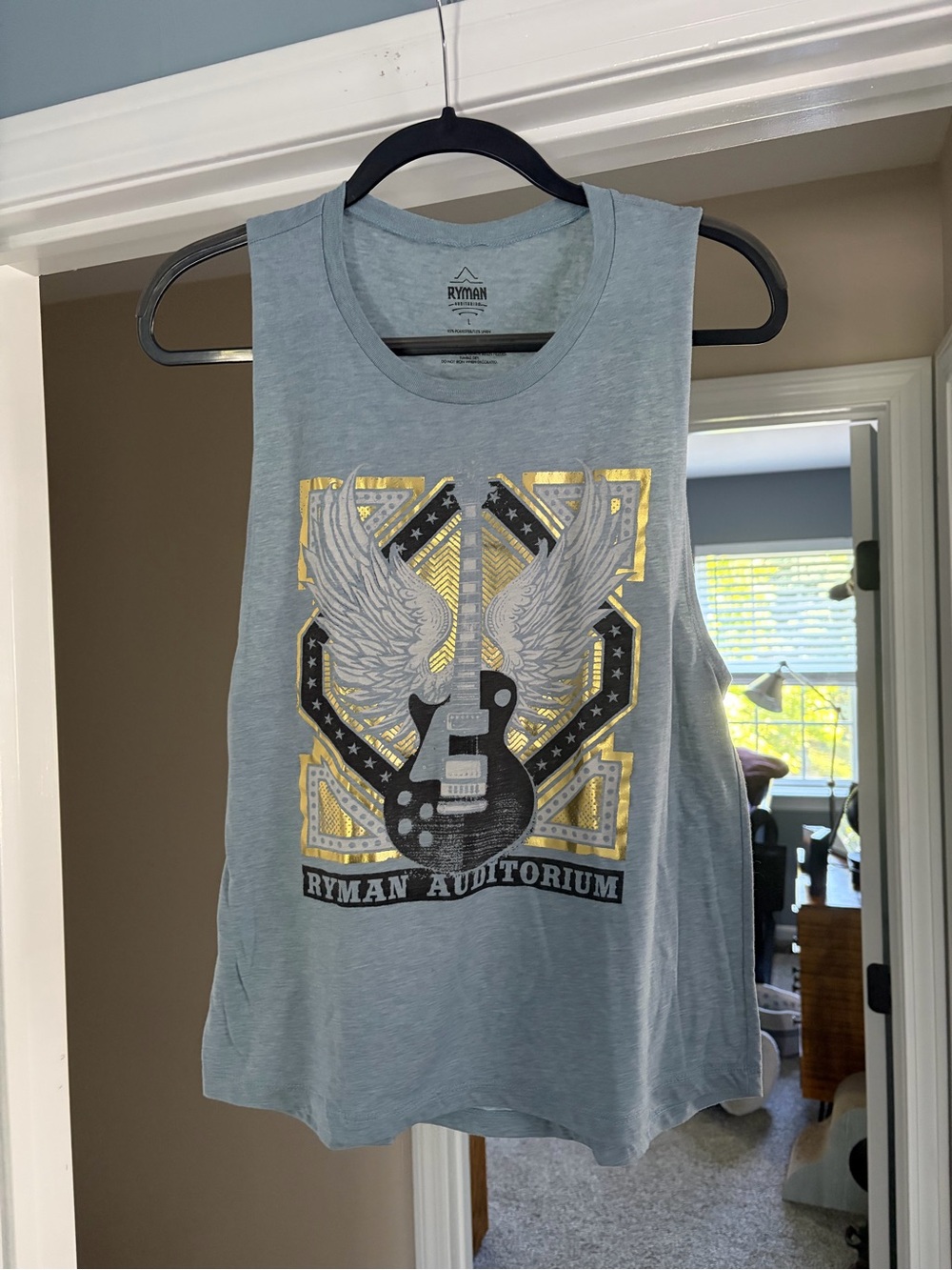 Ryman Auditorium Light Blue Graphic Muscle Tee Top